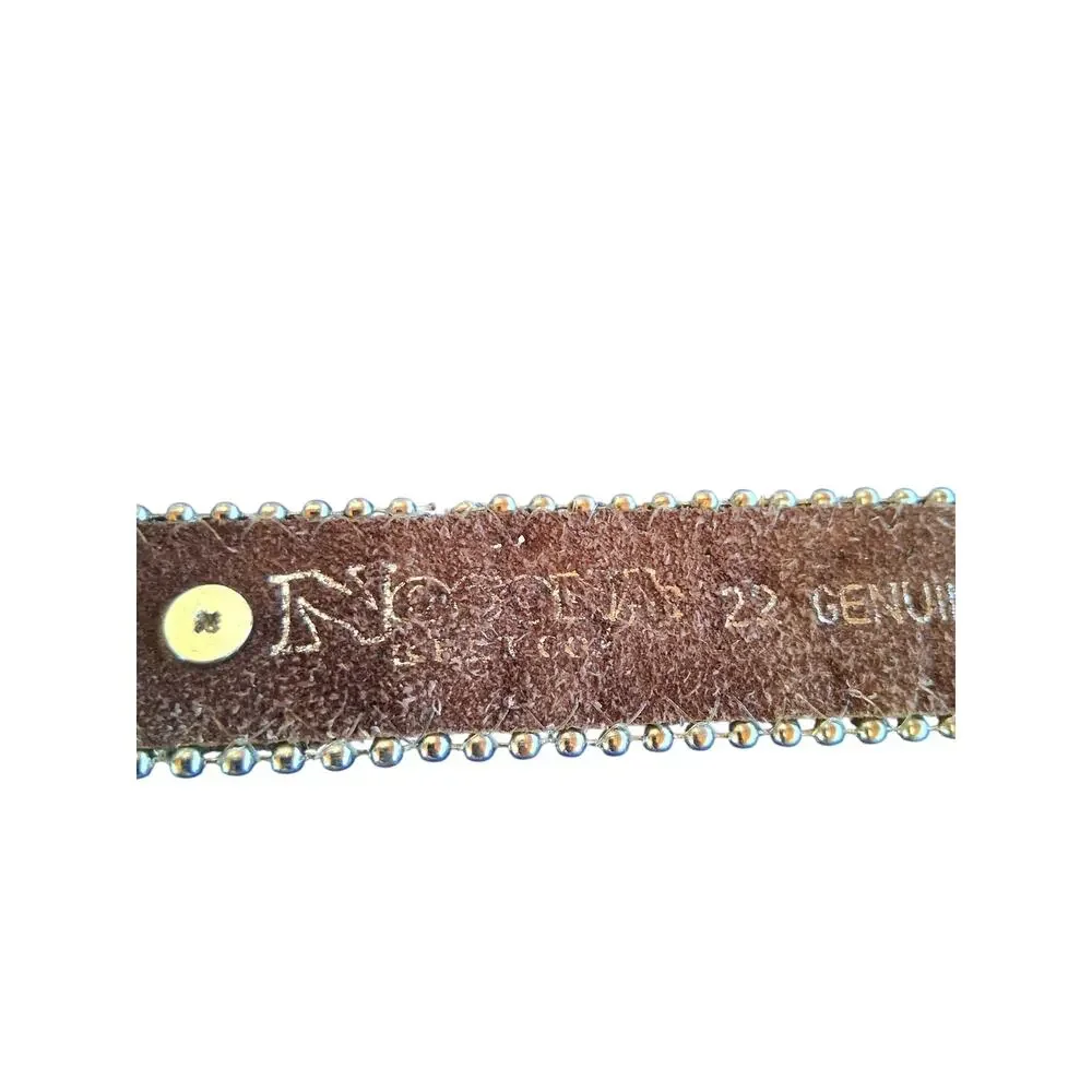 Nacona Leather Girls size 22 Western Rhinestone Bling Leopard Print Cowgirl Belt